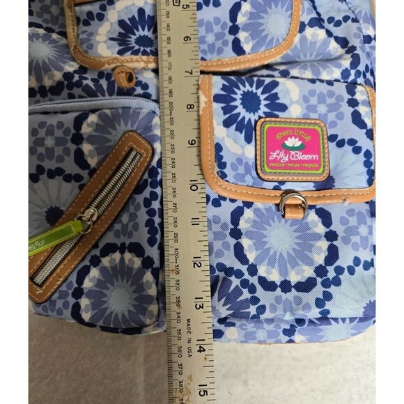 Lily Bloom Blue Floral Backpack With Multiple Pockets & Adjustable Straps - Picture 9 of 10